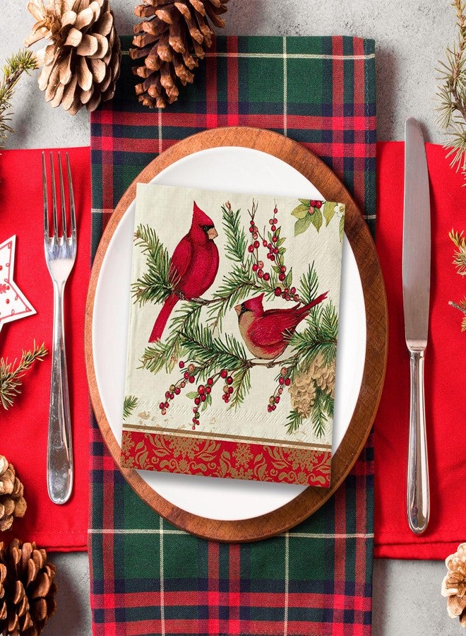 JarThenaAMCS 80 Pcs Christmas Luncheon Napkins Disposable Paper Napkin Decorative Cardinal Pine Cone Dessert Dinner Hand Napkin for Xmas Winter Home Party Table Supplies Decor - Image 5